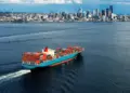 aerial view of container ship seattle washington