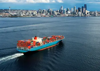 aerial view of container ship seattle washington
