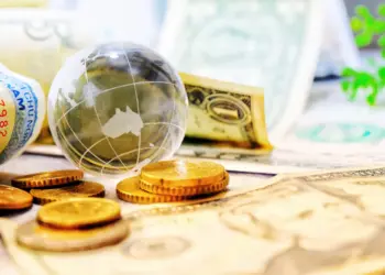 global investment globe coins and currency
