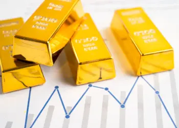 gold bar on graph economy finance exchange trade