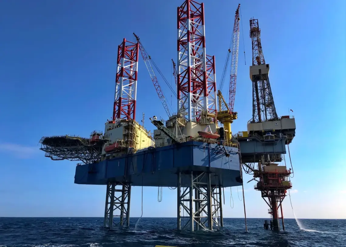 oil and gas platform at sea