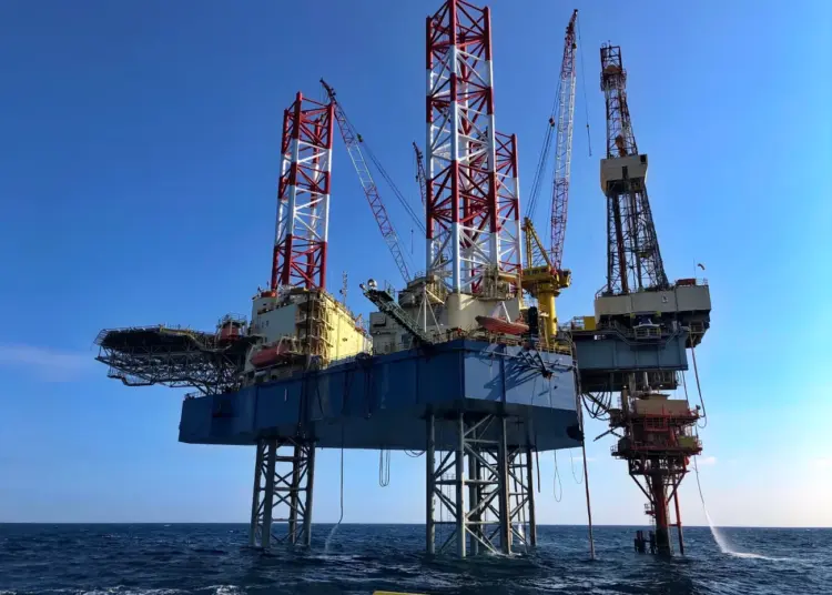oil and gas platform at sea