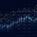 stock market chart with candlestick and trendline