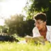 woman lying outdoors