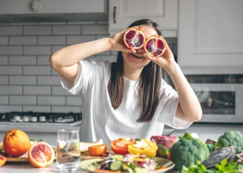 cheerful woman having fun
