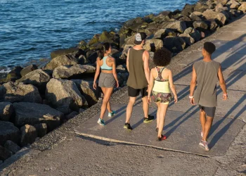 group walks together