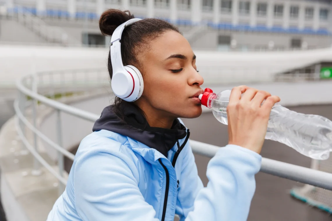 woman drinks water