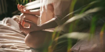 woman meditates
