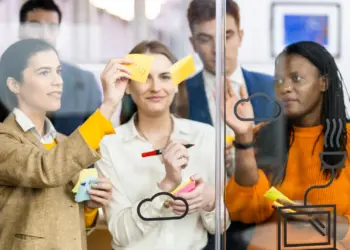 business team working in a start up office