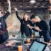 designers celebrating success in studio