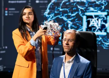 professionals with technology discussing artificial