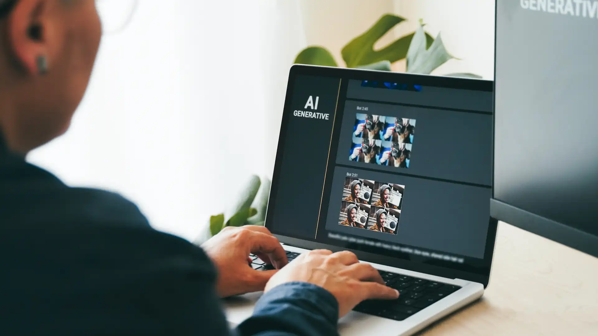person using laptop with generative ai on screen